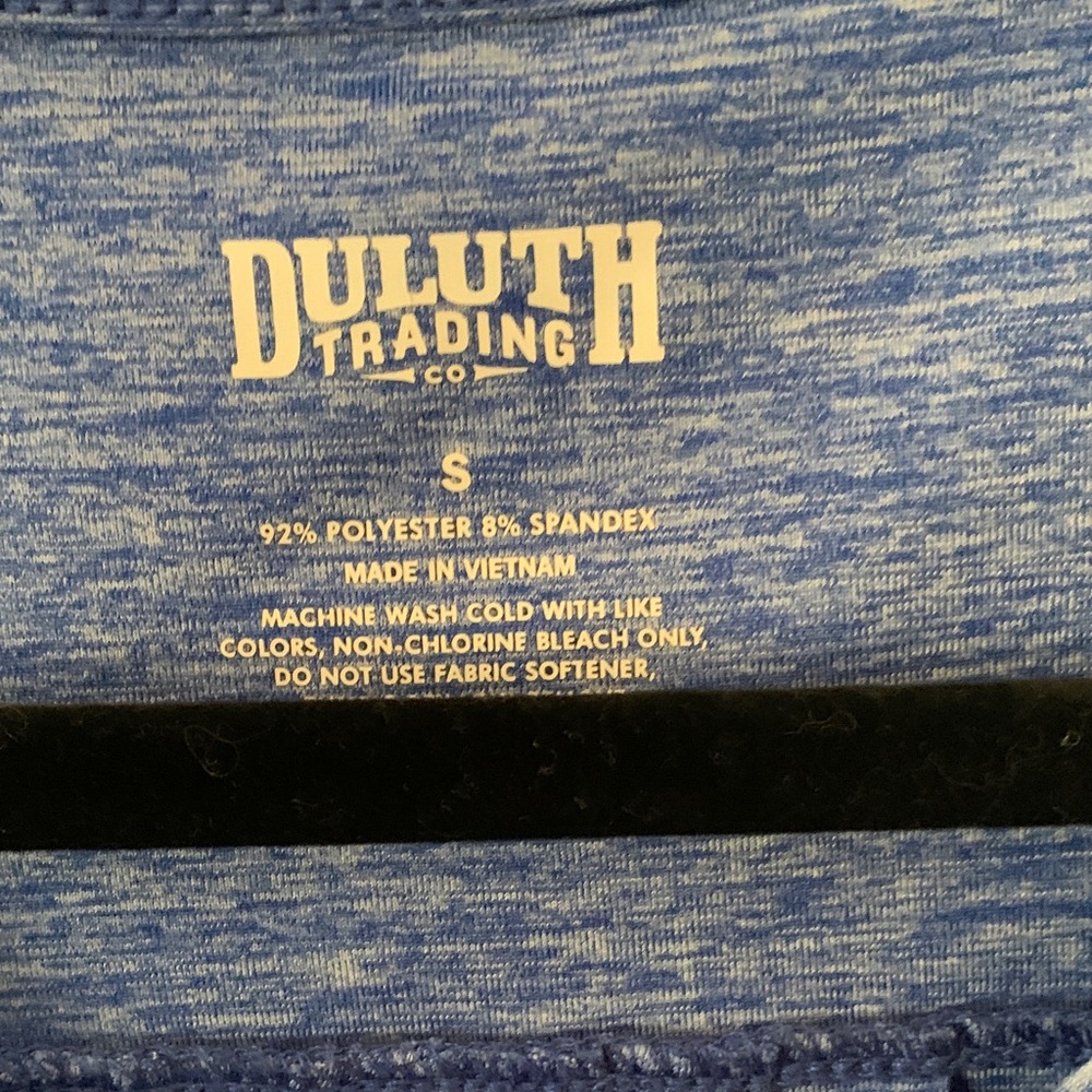 Duluth Trading Co Blue Heathered V‑Neck Sleeveless Tank - Picture 2 of 3